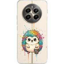 PrintiFy Realme 12 Pro Plus ile Uyumlu Splash Kirpi Tasarımlı Şeffaf Silikon Kılıf