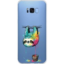 PrintiFy Samsung Galaxy S8 Plus ile Uyumlu Splash Tembel Hayvan Tasarımlı Slimfit Şeffaf Silikon Kılıf