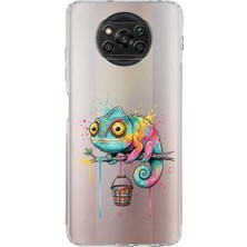 PrintiFy Poco X3 Pro ile Uyumlu Splash Bukalemun Tasarımlı Slimfit Şeffaf Silikon Kılıf