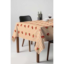 Mena Rise Çilek Desenli Turuncu Masa Örtüsü, Sofra Bezi, Piknik Örtüsü Turuncu 140 x 200 RIVA00112