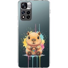 PrintiFy Xiaomi Redmi Note 11 Pro Plus 5g ile Uyumlu Splash Kapibara Tasarımlı Şeffaf Silikon Kılıf