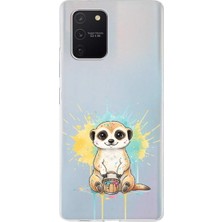 PrintiFy Samsung Galaxy A91 ile Uyumlu Splash Mirket Tasarımlı Slimfit Şeffaf Silikon Kılıf