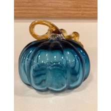 Plus Home Dekoratif Üfleme Cam Sanatı Kabak Turkuaz /mavi 13X13 cm