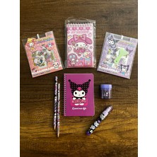 Gülümse Gel Kuromi My Melody Cinnamoroll Kırtasiye Seti NotDefteri Silgi Kalemtıraş KurşunKalem ve Sticker Set