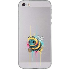 PrintiFy Iphone 5 ile Uyumlu Splash Arı Tasarımlı Şeffaf Silikon Kılıf