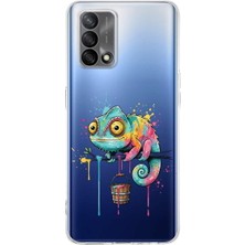 PrintiFy Oppo A74 ile Uyumlu Splash Bukalemun Tasarımlı Slimfit Şeffaf Silikon Kılıf