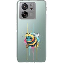 PrintiFy Xiaomi Mi 13T Pro ile Uyumlu Splash Arı Tasarımlı Şeffaf Silikon Kılıf