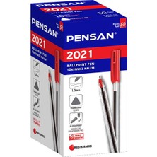 Kitabevimden Pensan Tükenmez Kalem (50 Li ) Üçgen Gövdeli Şeffaf Kırmızı