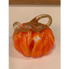Plus Home Dekoratif Üfleme Cam Sanatı Kabak Oranje Renk 13X13 cm