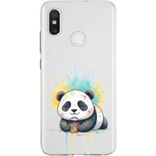 PrintiFy Xiaomi Mi 8 ile Uyumlu Splash Panda Tasarımlı Şeffaf Silikon Kılıf