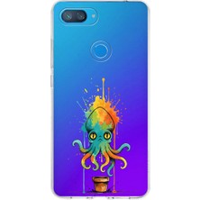 PrintiFy Xiaomi Mi 8 Lite ile Uyumlu Splash Ahtapot Tasarımlı Slimfit Şeffaf Silikon Kılıf