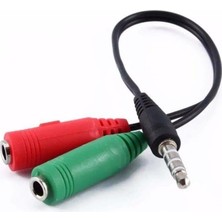 Mena Rise 3.5mm Aux Ses Splitter Kablosu, Mikrofon ve Kulaklık Ayırıcı Y Adaptör, Aynı Anda Çift Kulaklık Kullanma Özellikli, Kaliteli Yüksek Ses (Yeşil-Kırmızı)
