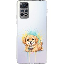 PrintiFy Redmi Note 11 ile Uyumlu Splash Köpek Tasarımlı Slimfit Şeffaf Silikon Kılıf