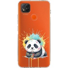 PrintiFy Redmi 9c ile Uyumlu Splash Panda Tasarımlı Şeffaf Silikon Kılıf