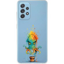 PrintiFy Samsung A52S 5g ile Uyumlu Splash Ahtapot Tasarımlı Slimfit Şeffaf Silikon Kılıf