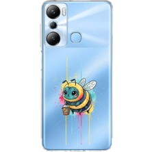 PrintiFy Infinix Hot 20I ile Uyumlu Splash Arı Tasarımlı Şeffaf Silikon Kılıf
