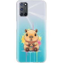 PrintiFy Oppo A52 ile Uyumlu Splash Kapibara Tasarımlı Şeffaf Silikon Kılıf