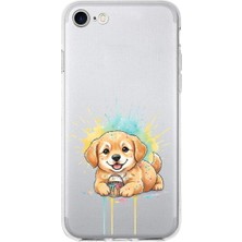 PrintiFy iPhone Se 2022 ile Uyumlu Splash Köpek Tasarımlı Slimfit Şeffaf Silikon Kılıf