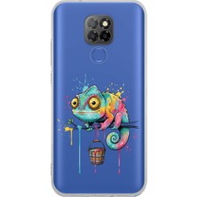 PrintiFy General Mobile Gm 20 ile Uyumlu Splash Bukalemun Tasarımlı Şeffaf Silikon Kılıf