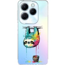 PrintiFy Infinix Hot 40 ile Uyumlu Splash Tembel Hayvan Tasarımlı Şeffaf Silikon Kılıf