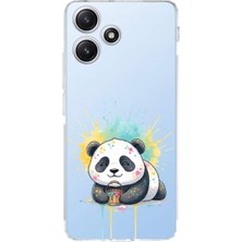 PrintiFy Redmi 12 5g ile Uyumlu Splash Panda Tasarımlı Şeffaf Silikon Kılıf