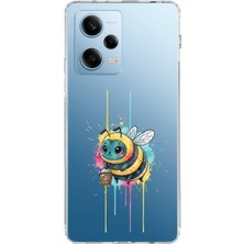 PrintiFy Redmi Note 12 Pro 5g ile Uyumlu Splash Arı Tasarımlı Slimfit Şeffaf Silikon Kılıf