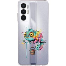 PrintiFy Tecno Pova 3 ile Uyumlu Splash Bukalemun Tasarımlı Şeffaf Silikon Kılıf