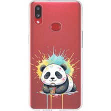 PrintiFy Samsung Galaxy A10S ile Uyumlu Splash Panda Tasarımlı Slimfit Şeffaf Silikon Kılıf