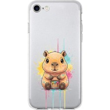 PrintiFy iPhone 7 ile Uyumlu Splash Kapibara Tasarımlı Slimfit Şeffaf Silikon Kılıf