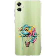 PrintiFy Samsung Galaxy A07 ile Uyumlu Splash Bukalemun Tasarımlı Şeffaf Silikon Kılıf