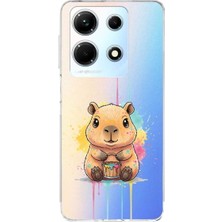 PrintiFy Infinix Note 30 ile Uyumlu Splash Kapibara Tasarımlı Şeffaf Silikon Kılıf