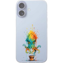 PrintiFy iPhone 17 ile Uyumlu Splash Ahtapot Tasarımlı Slimfit Şeffaf Silikon Kılıf