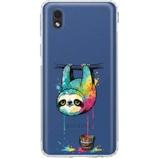 PrintiFy Samsung Galaxy A01 Core ile Uyumlu Splash Tembel Hayvan Tasarımlı Şeffaf Silikon Kılıf
