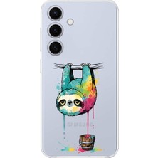 PrintiFy Samsung Galaxy S25 Plus ile Uyumlu Splash Tembel Hayvan Tasarımlı Şeffaf Silikon Kılıf