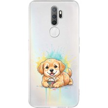 PrintiFy Oppo A9 2020 ile Uyumlu Splash Köpek Tasarımlı Şeffaf Silikon Kılıf