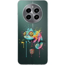 PrintiFy Realme 12 ile Uyumlu Splash Bukalemun Tasarımlı Slimfit Şeffaf Silikon Kılıf
