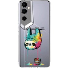 PrintiFy Tecno Pova Neo 2 ile Uyumlu Splash Tembel Hayvan Tasarımlı Şeffaf Silikon Kılıf