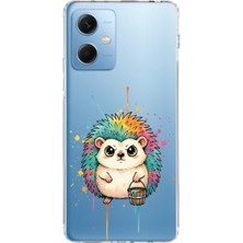 PrintiFy Redmi Note 12 5g ile Uyumlu Splash Kirpi Tasarımlı Şeffaf Silikon Kılıf