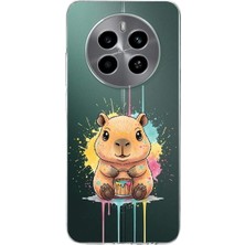 PrintiFy Realme 12 ile Uyumlu Splash Kapibara Tasarımlı Slimfit Şeffaf Silikon Kılıf