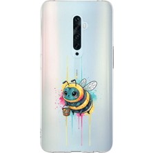 PrintiFy Oppo Reno 2z ile Uyumlu Splash Arı Tasarımlı Slimfit Şeffaf Silikon Kılıf