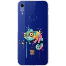PrintiFy Honor 8A ile Uyumlu Splash Bukalemun Tasarımlı Şeffaf Silikon Kılıf