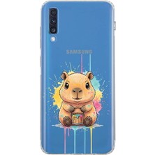 PrintiFy Samsung Galaxy A70S ile Uyumlu Splash Kapibara Tasarımlı Şeffaf Silikon Kılıf