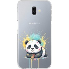 PrintiFy Samsung Galaxy J6+ Plus ile Uyumlu Splash Panda Tasarımlı Şeffaf Silikon Kılıf