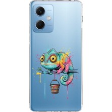 PrintiFy Redmi Note 12 5g ile Uyumlu Splash Bukalemun Tasarımlı Şeffaf Silikon Kılıf