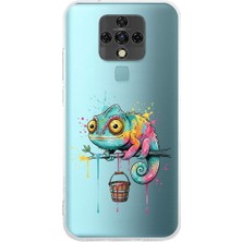 PrintiFy Tecno Camon 16 ile Uyumlu Splash Bukalemun Tasarımlı Şeffaf Silikon Kılıf