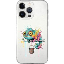 PrintiFy iPhone 13 Pro Max ile Uyumlu Splash Bukalemun Tasarımlı Şeffaf Silikon Kılıf