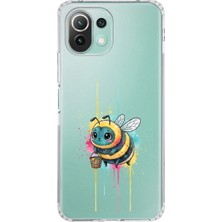 PrintiFy Xiaomi Mi 11 Lite ile Uyumlu Splash Arı Tasarımlı Şeffaf Silikon Kılıf