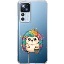 PrintiFy Xiaomi Mi 12T ile Uyumlu Splash Kirpi Tasarımlı Şeffaf Silikon Kılıf