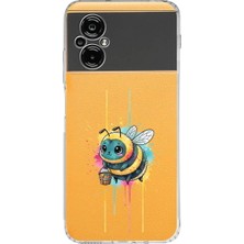 PrintiFy Poco M5 ile Uyumlu Splash Arı Tasarımlı Şeffaf Silikon Kılıf