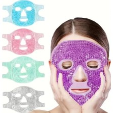 Mena Rise Terapi Jel Yüz Maskesi Soğuk ve Sıcak Boncuklu Ayarlanabilir Maske (Mor)